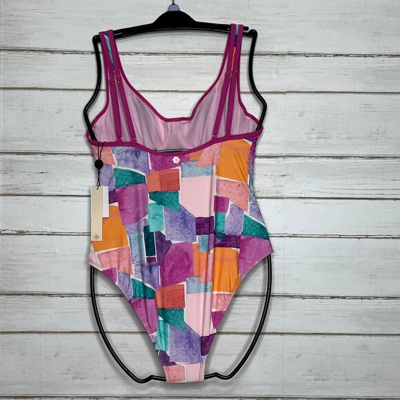 Nanette Lepore Color Block Molded One Piece Swimsuit Size 10 - Picture 3 of 10